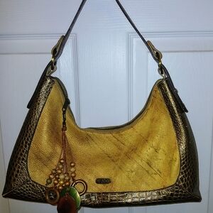 Land Croco Leather Shoulder Handbag